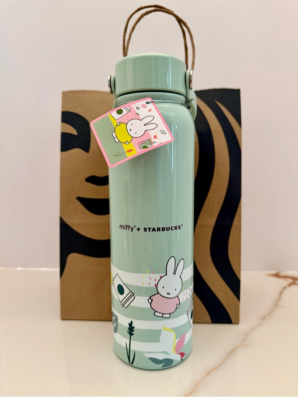 Miffy + Starbucks Stainless Water Bottle Collab 2026 Mint Green 27 oz